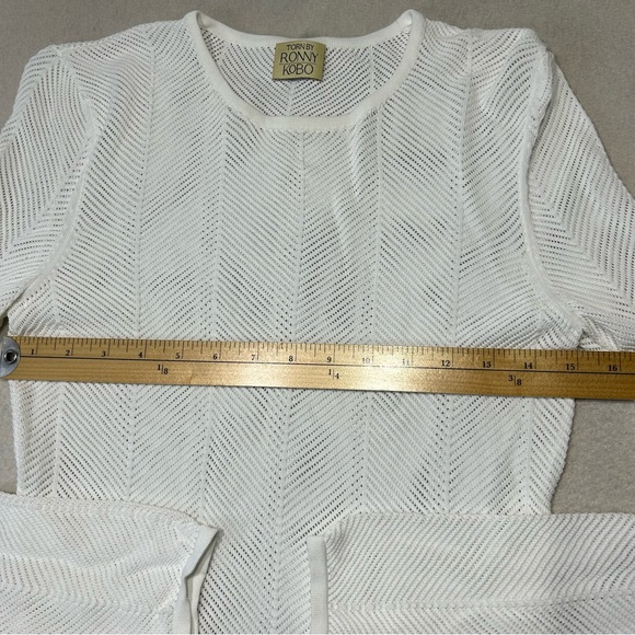 TORN BY RONNY KOBO Mesh Knit Long Sleeve Bodysuit White Size M - Picture 6 of 7